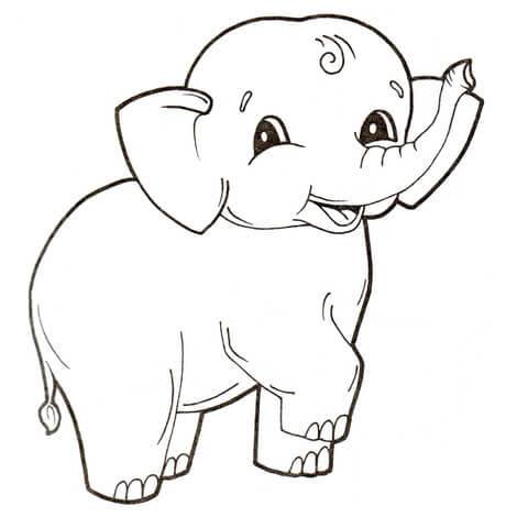 Cute Baby Elephant Coloring Page